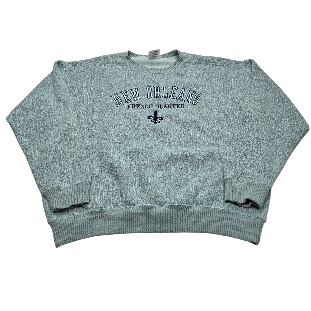Classic New Orleans French Quarter Sweatshirt Pullover Mens XL Mint Green Marled
